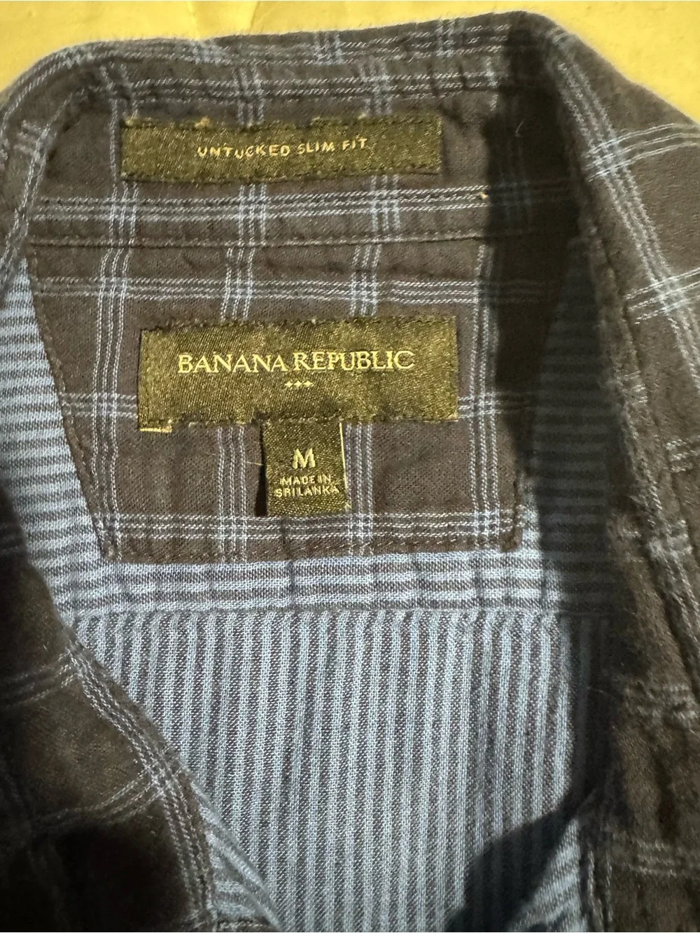 Banana Republic Dark Navy Plaid Button-Down Shirt